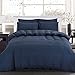 PURE ERA Jersey Knit Duvet Cover Set 100% T-Shirt Cotton Super Soft Comfy 3pc Bedding Set with Zipper Closure (Heather Navy Blue, Queen)