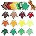 Livder 120 Pieces Small Leaves Gift Tags, Mini Autumn Thanksgiving Blank Kraft Paper Labels with Organza Ribbons, 12 Colors