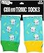 Pavilion - Gin & Tonic Fun Blue, Green & Yellow Patterned Alcohol S/M Unisex Socks - 4-9 Women US & 5-8 Men US