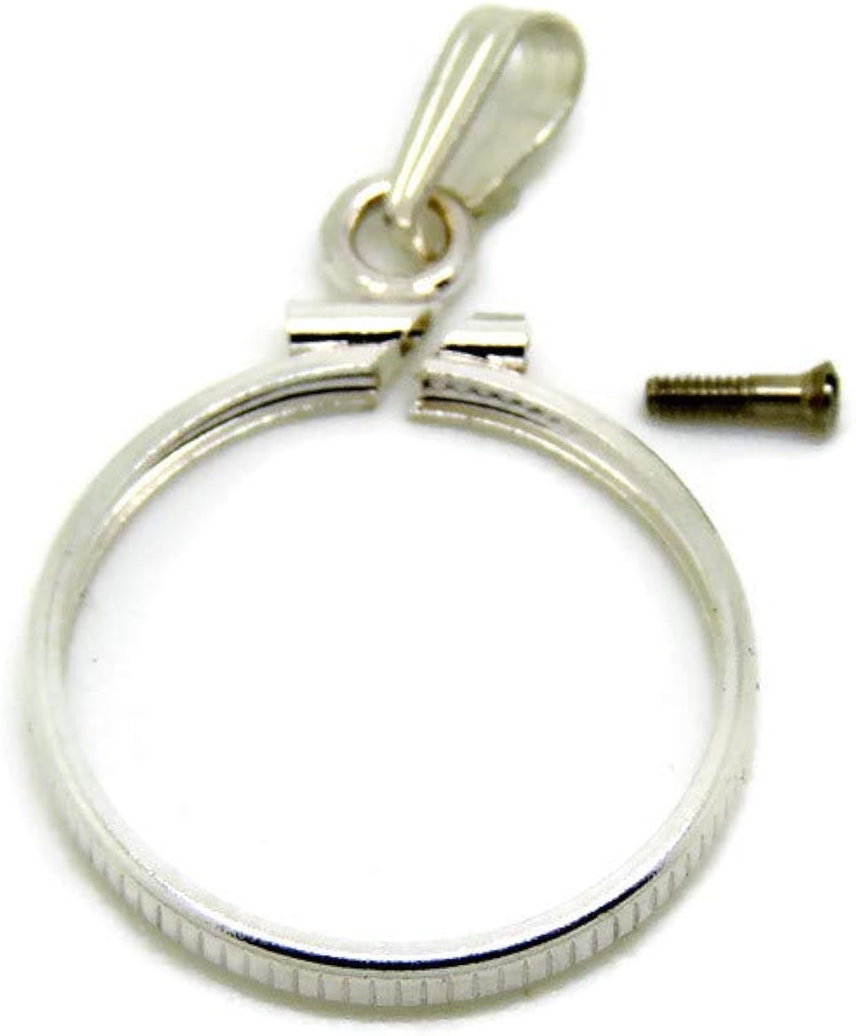 Solid Sterling Silver Coin Holder Bezel Charm Pendant (American Eagle Coin Holder