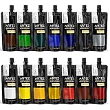 ARTEZA Acrylic Paint, Set 14 Colors/Pouches (120 ml/4.06 oz.) with Storage Box, Rich Pigments, Non Fading, Non Toxic Paints for Artist, Hobby Painters & Kids, Ideal for Canvas Painting