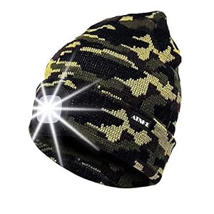 Atnke Led Lighted Beanie Cap, Usb Rechargeable Running Hat Ultra Bright 4 Led Waterproof Light Lamp And Flashing Alarm Headlamp Multi-color