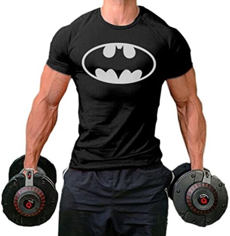 Mens Gym Sports Muscle T-shirts Printing Design Fitness Bodybuilding (M, Black)