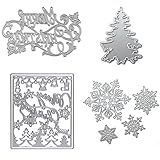 Dies Cuts Christamas Tree Snowflake for Card Making DIY Scrapbooking Photo Album Tree Xmas Words Metal Stencils Decorative Embossing DIY Paper Cards Gift (Set 10) (CDS11)