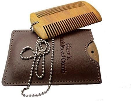 Sandalwood Comb Anti-Static Handmade Dual Sided With Free Nickle Plated Ball Chain 24 Inches 2.4 mm