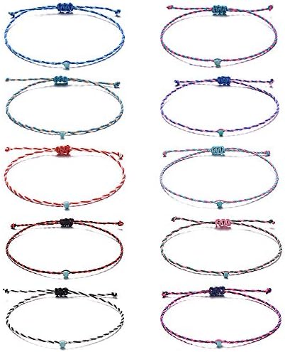 MANVEN Waterproof Waxed String Friendship Ankle Bracelets Summer Beach Handmade Adjustable Party Favor Gifts for Women Girls Boys