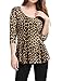 Allegra K Women's Animal Print Long Sleeve Ruffle Hem Scoop Neck Casual Peplum Top Medium Brown-Leopard