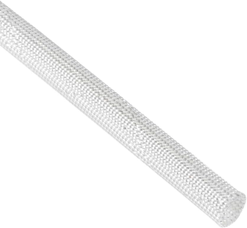 sourcing map White 600C Temp Resistance PVC Fiberglass Insulation Sleeve 5M Long 8mm Dia, 8mm ID