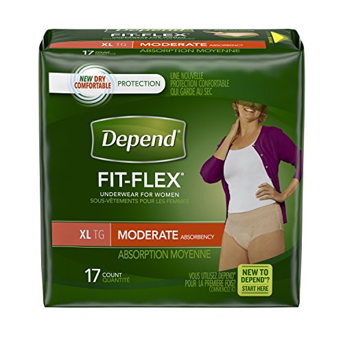 Depend FIT-FLEX Incontinence Underwear for Women, Moderate Absorbency, XL, Tan (Packaging may vary)