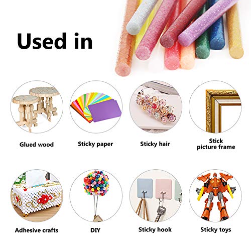 120PCS Glitter Colored Glue Sticks, Gartful Mini Size Melt Hot Glue Sticks 12 Colors for DIY, Art&Craft Projects, General Repair, Bonding, Diameter 0.28", Length 3.9"