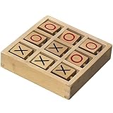 GrowUpSmart Tic-Tac-Toe Wooden Travel Board Game with Fixed Pieces