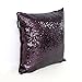 AMAZLINEN(TM Decorative Glitzy Sequin & Comfy Satin Knit Pillow Cover 18 x 18 Pillow Covers,Hidden Zipper Design(Eggplant)