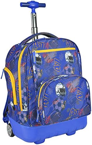 Pacific Gear Treasureland Polycarbonate Molded Ultralight Rolling and Shoulder Backpack, Football (19-Inch)