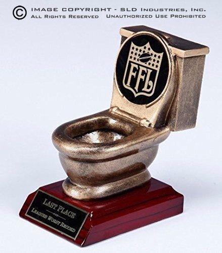 Fantasy Football TOILET BOWL Trophy award Last Place- Worst Record