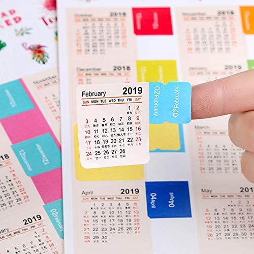 2019 Calendar Stickers, Latest Version Small Monthly Calendar for Journal/Bullet/Planner/Appointment/Agenda Self Adhesive Tabs, 15-Month from January 2019 to March 2020, 8 PCS(60 Tabs)