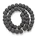 Linsoir beads Natural Stone White Volcano Lava Rock Round Loose Spacer Beads 40cm Strand for DIY Jewelry Making Approx 10mm (8MM, Black Lava Stone Beads)