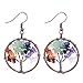 Tree of Life Pendant Vintage Retro Dangle Earrings Chakra Gemstone Jewelry Mothers Day Gift