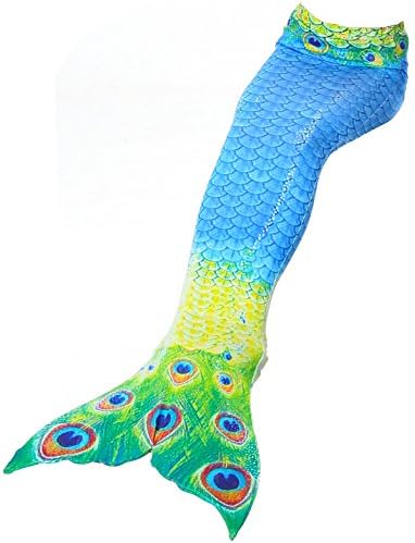 Vamelia New Mermaid Tail Swimmable Costume Swimsuit For Girls Swimming Kid and Adult Sizes,Peacock 130