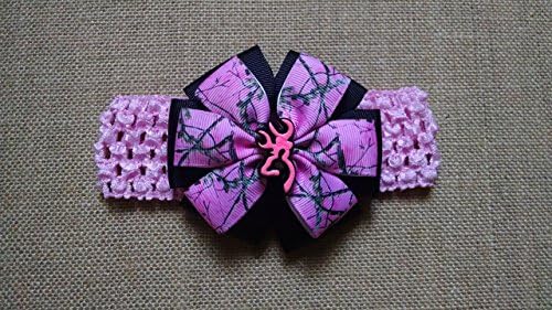 Camo Headband for Baby Girl, Light Pink Infant Hairbow Accessory