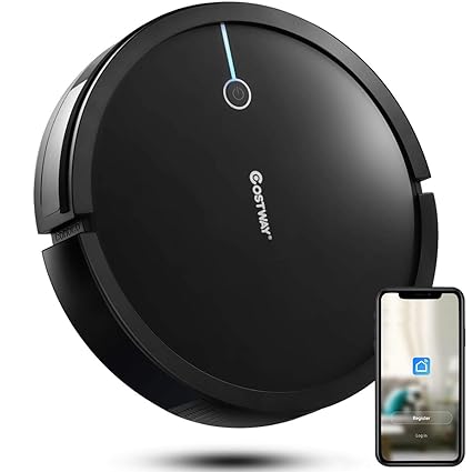 Costway Robot Vacuum Smart 2000pa Strong Suction Cleaner App Controls Wifi Connected Hepa Filter Super Quiet Self Charging Robotic Vacuum