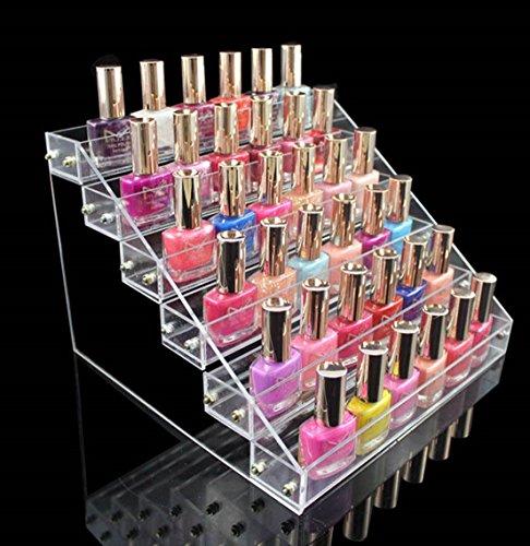 1 Pc Deluxe Popular New Nail Polish Organizer Travel Cases Acrylic Fashion Lip Gloss Box Color Transparent 6 Tier Style #13