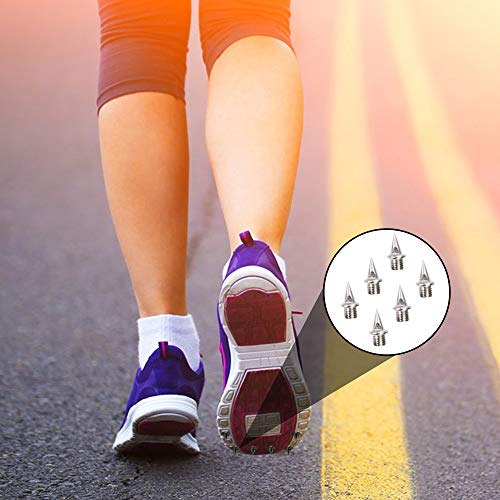 QVQQ Track Spikes 1/4 Inch Pyramid Shoes Spike Replacements Stainless Steel Spikes Track and Cross Country Spikes for Track Sprint Running Shoes 110 Pcs with Spike Wrench and Storage Box