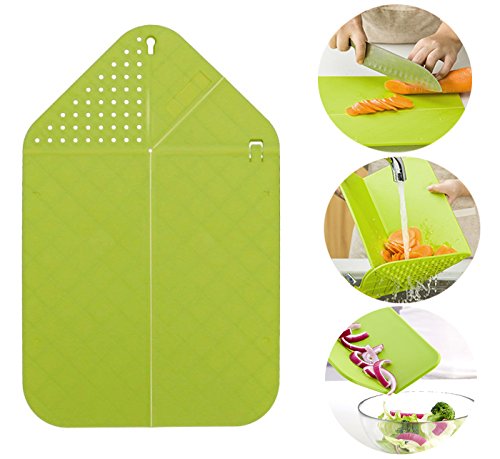 Rinse & Chop Board, Veggies & Fruit Cutting Board, Strainer & Chopping Board, Multifunctional Foldable Chopping Board, Multifunctional Kitchen Tool (Green)