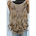 Invisible Wire Hair Extensions Pieces Secret Curly Wavy Hair Extension Synthetic Adjustable Headband for Women Hairpieces (20 Inch (Pack of 1), Ginger Brown Mixed Bleach Blonde)