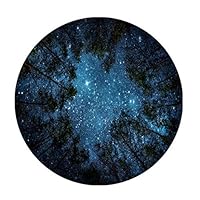 Goodbath Starry Night Round Area Rugs, Forest Tree Space Galaxy Non-Slip Area Rug Washable for Bedroom Living Room Study Playing Floor Mat Carpet, 4 Feet