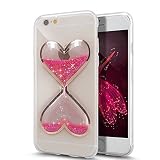 Urberry Iphone 6s/6 Case, Clear Gel Liquid Case, Sparkle Love Heart, Creative Design Flowing Liquid Floating Luxury Bling Glitter Sparkle Hard Case for iPhone 6s/6 4.7 inch with a Screen Protector