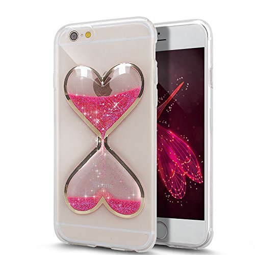 Urberry Iphone 6s/6 Case, Clear Gel Liquid Case, Sparkle Love Heart, Creative Design Flowing Liquid Floating Luxury Bling Glitter Sparkle Hard Case for iPhone 6s/6 4.7 inch with a Screen Protector
