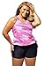 Women's Stripes Print Blouson Tankini Set Two Piece Swimsuit