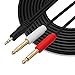 3.5mm 1/8 inch TRS to Dual 6.35mm 1/4 inch TS Mono Stereo Y-Cable Splitter Audio Cord Adapter Cable for iPhones/PC/Computer Sound Card/Amplifiers/Mixer/Multimedia Speaker/Home Stereo System(16.ft/5M)