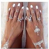 Rings,Lisingtool 7PCS/Set Bohemian Deer Turkish Midi Ring Set Steampunk Turquoise Knuckle Rings