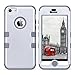 ULAK iPhone 5C Case, Shockproof Soft Silicone Rubber Hard Plastic Hybrid Heavy Duty Protection Kidproof High Impact Case Cover for Apple iPhone 5C-Siver