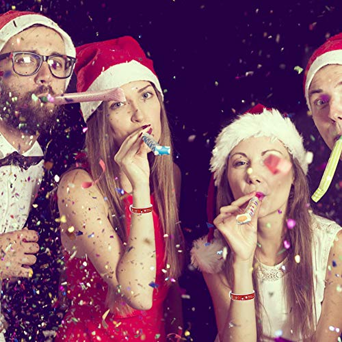 Ouchan Merry Christmas Plastic Wristbands Red - 100 Pack Wristbands for Events Christmas Party Decoration Merry Xmas Patterns - Thumbnail 5