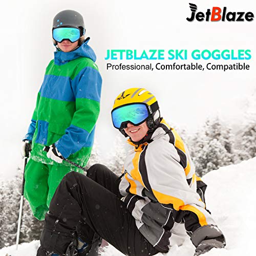 JetBlaze Ski Goggles, OTG Snowboard Goggles (Green) - Thumbnail 6