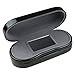 OptiPlix Dual Glasses Case for Two Frames - Double Layer Clamshell Hard Protective Case with Soft Felt Interior with Built-In Mirror – Black with Silver Butterfly and Gloss Finish