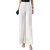 Double Plus Open Womens Chiffon High Waist Palazzo Dressy Pants Flare Elastic Waist Culottes Trousers Pant