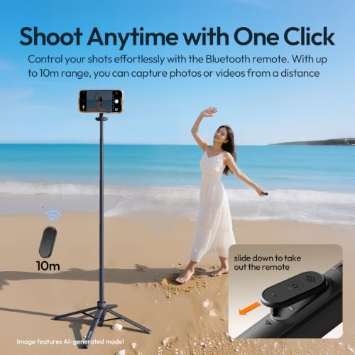 ULANZI Magnetic Phone Tripod, MT85 Auto Open Tripod with Enhanced 4-Leg, 60'' Selfie Stick Extendable Phone Stand, for Content Creation/Vlog, Compatible with iPhone 17/16/15/14/13/12 (Black)