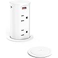 Pop up Outlet for Countertop,GaN 65W USB C Fast Charging Port,2.5-inch Hole Desktop Power Grommet,Recessed Power Strip,4 Outlets 4 USB Ports,15Amp Tamper Resistant Receptacle(White)