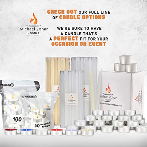 Michael Zohar Candles 12 Pack Tall Taper Candles 8 Hour Long Burning