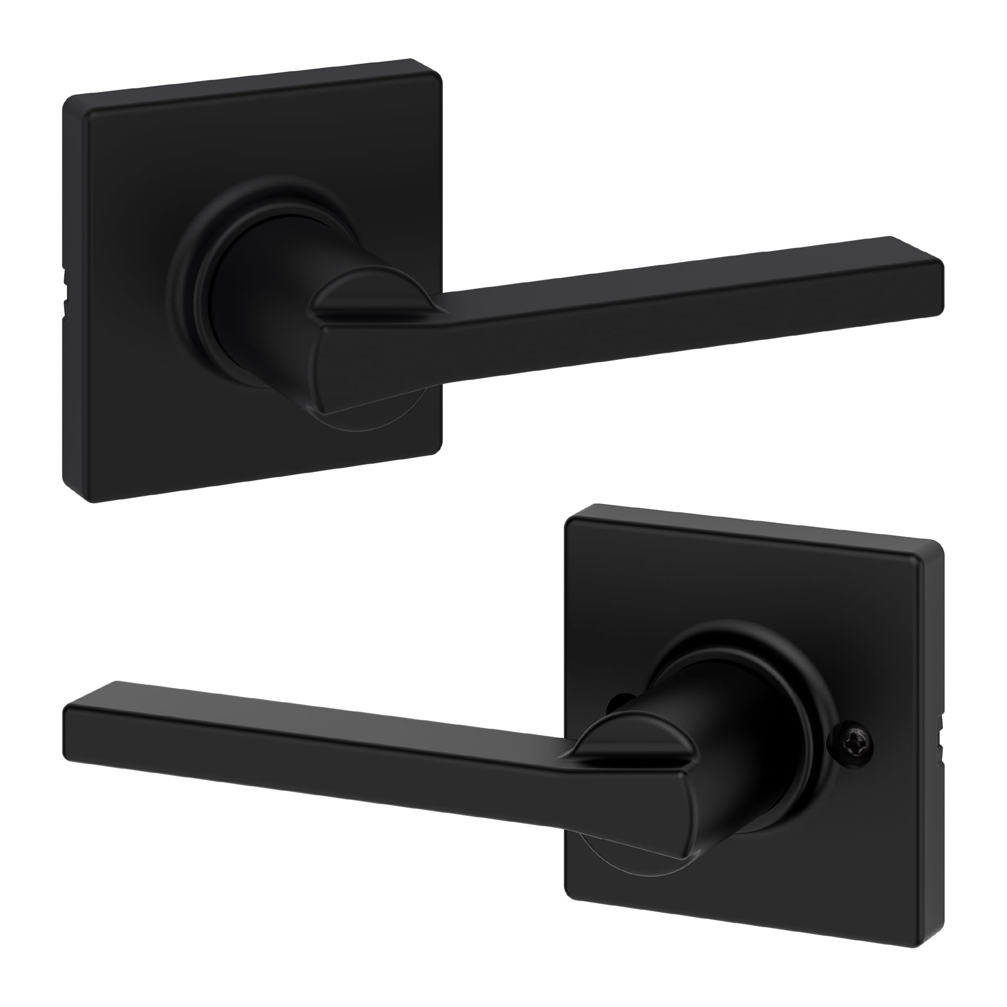 Photo 1 of Kwikset Casey Interior Passage Door Handle, Lever For Closet and Hallway Doors, Reversible Non-Locking Handle Lever, Matte Black , with Microban Protection