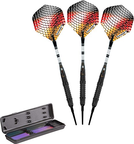 Elkadart Titanium 90% Tungsten Soft Tip Darts with Storage/Travel Case, Black, 16 Grams