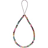 OAIITE Semi-Precious Gem Stones Beaded Phone Charm Cell Phone Lanyard Wrist Strap Handmade Natural Gemstone Phone Chain string