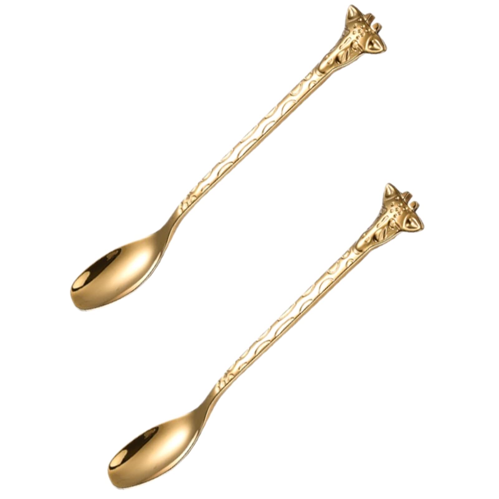 2 Pcs 304 Stainless Steel Giraffe Long Handle Latte Spoons for Coffee, Espresso, Hot Chocolate & More