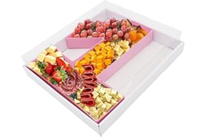 KAFUCIZE 12.5inch Fillable Paper Mache Number Letter Cardboard Cutouts Charcuterie Board Food Sweet Cupcake Tray Party Decorative Box (Number 1, Pink)