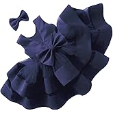 AIMJCHLD 0-6T Baby Girls V Backless Flower Dress Pageant Party Wedding Gown Dresses with Hair Bow