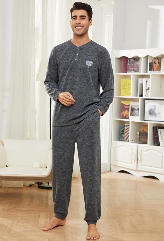 Henley Collar Pajama Set