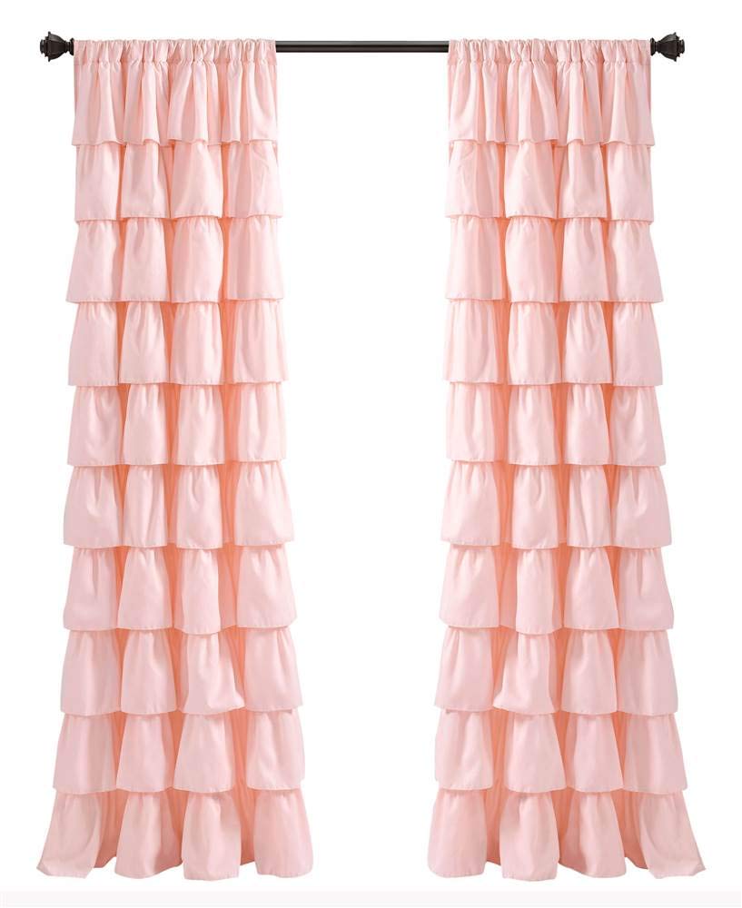 Lush Decor, Blush Ruffle Window Curtain-Shabby Chic Farmhouse Style Panel for Living, Dining Room, Bedroom (Single), 84” x 50 L